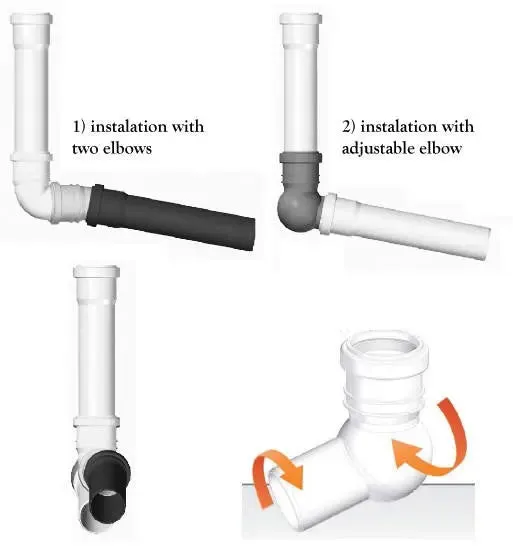 40mm Drain Pipe Elbow Adjustable Waste Universal Ball Sewage