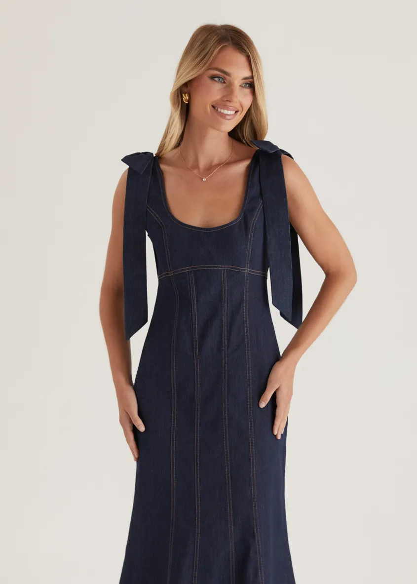 Adeline Denim Midi Dress - Indigo