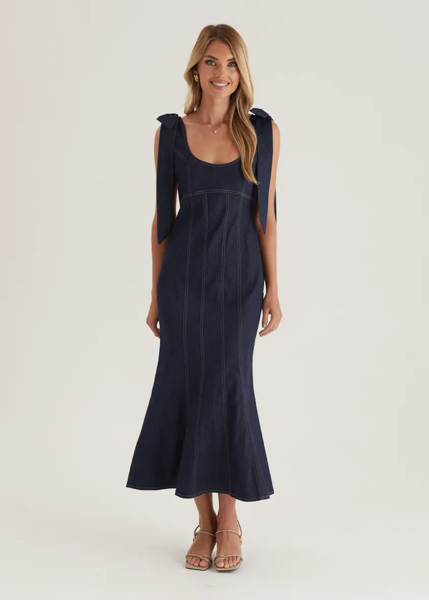 Adeline Denim Midi Dress - Indigo