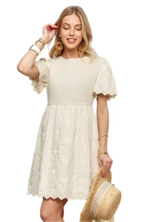 ADORA Rround Neck Crinkle Babydoll Dress