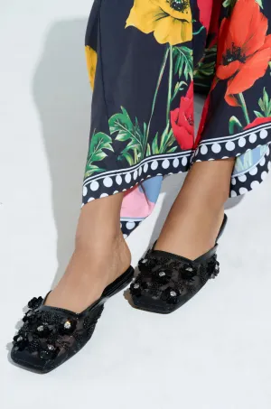 AKIRA CHERINA BLACK FLAT WITH EMBELLISHMENT