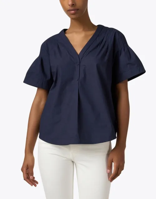 Ambre Navy Cotton Blouse