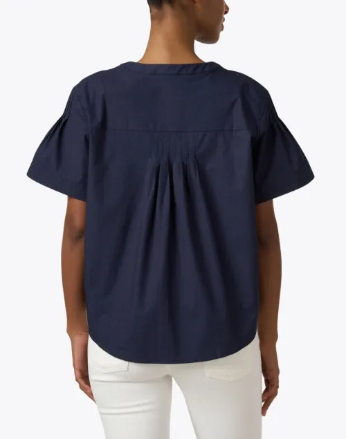 Ambre Navy Cotton Blouse