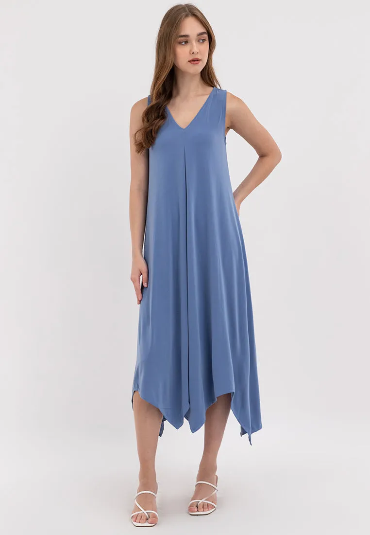 Amiera Sleeveless Asymmetric Hem Jersey Maxi Dress