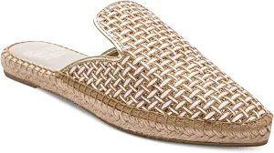 André Assous Womens Lucia Embroidered Closed Toe Mules, Gold Weave, Size 8.0