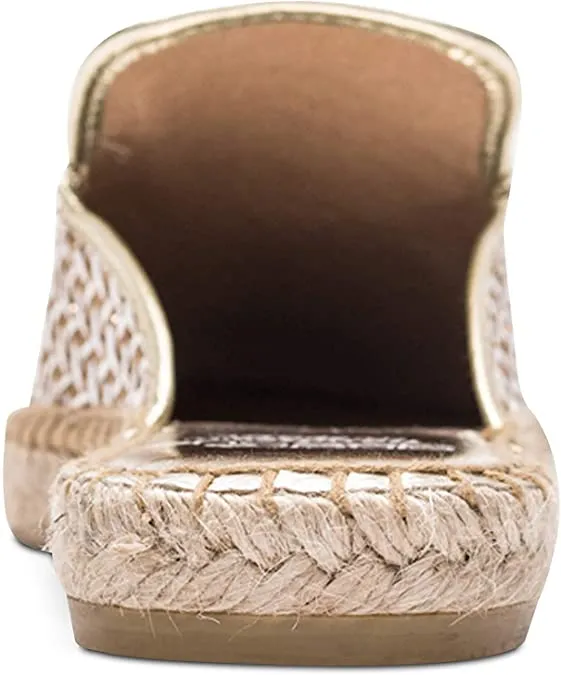 André Assous Womens Lucia Embroidered Closed Toe Mules, Gold Weave, Size 8.0