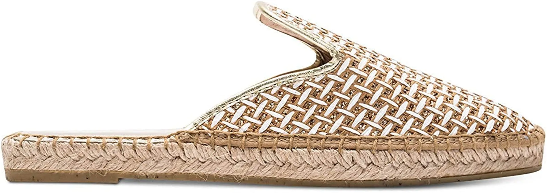 André Assous Womens Lucia Embroidered Closed Toe Mules, Gold Weave, Size 8.0