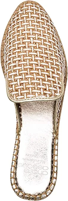 André Assous Womens Lucia Embroidered Closed Toe Mules, Gold Weave, Size 8.0