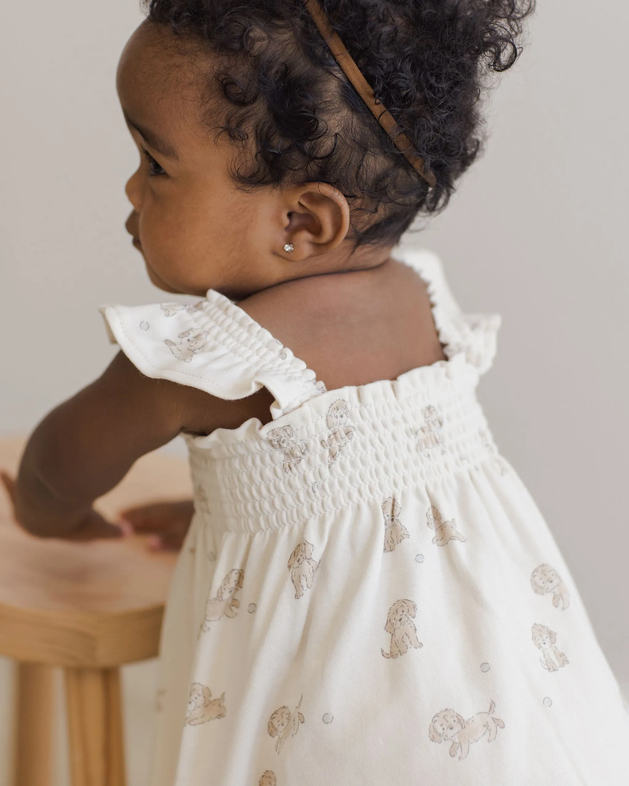Baby Girls Dresses | Smocked Jersey Dress- Puppies | Quincy Mae