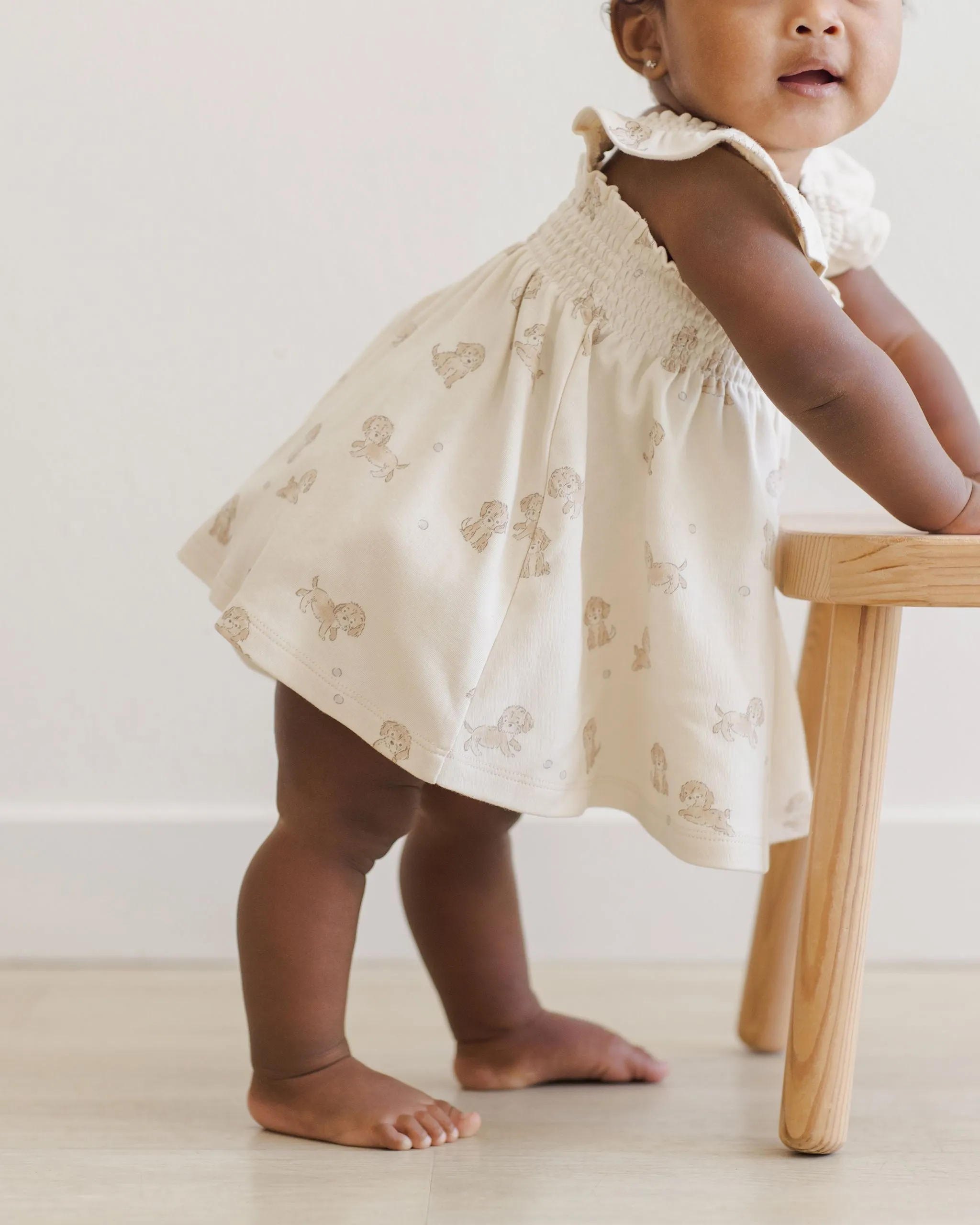 Baby Girls Dresses | Smocked Jersey Dress- Puppies | Quincy Mae