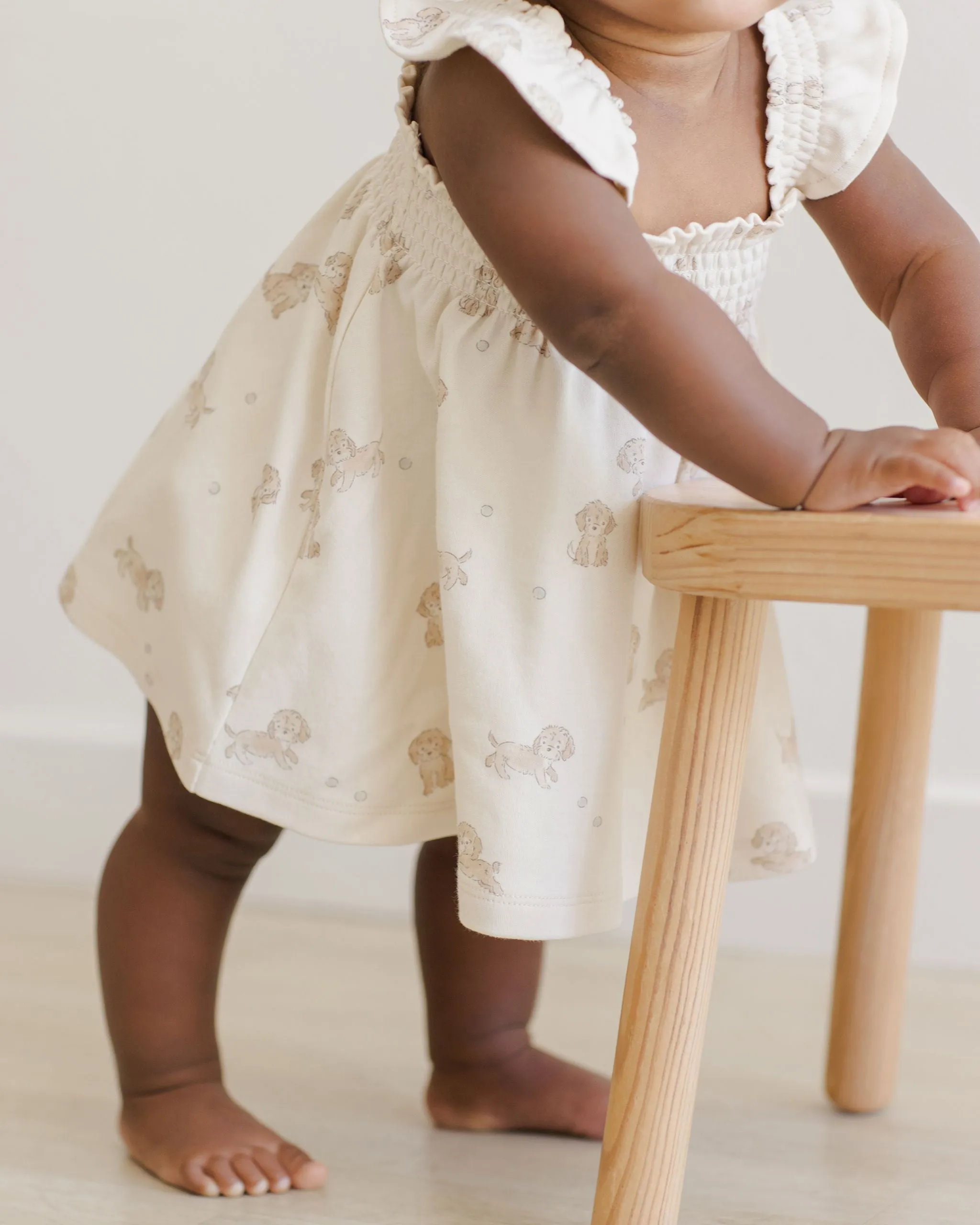 Baby Girls Dresses | Smocked Jersey Dress- Puppies | Quincy Mae