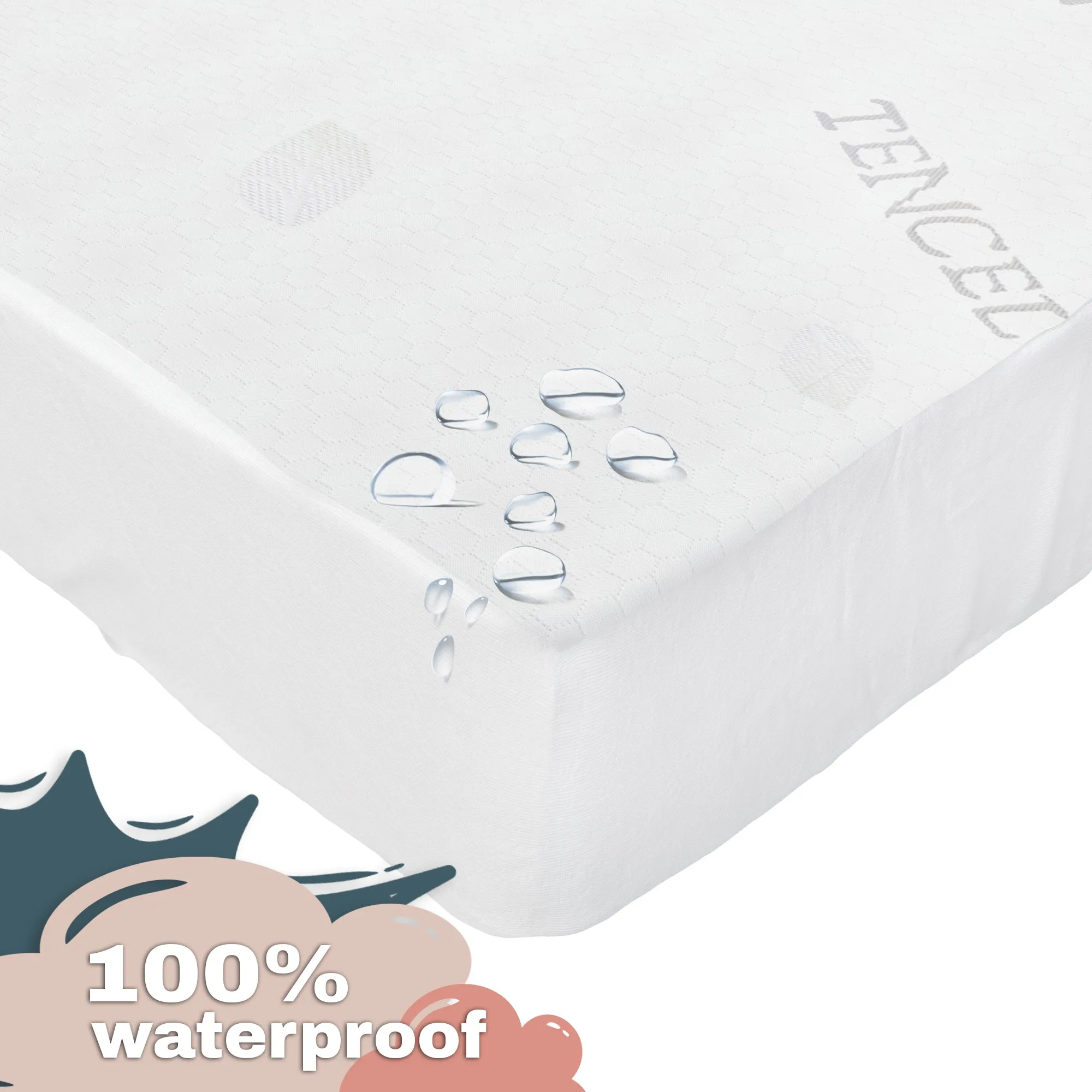 Boobeyeh tencel crib mattress cover - waterproof, breathable, for infants