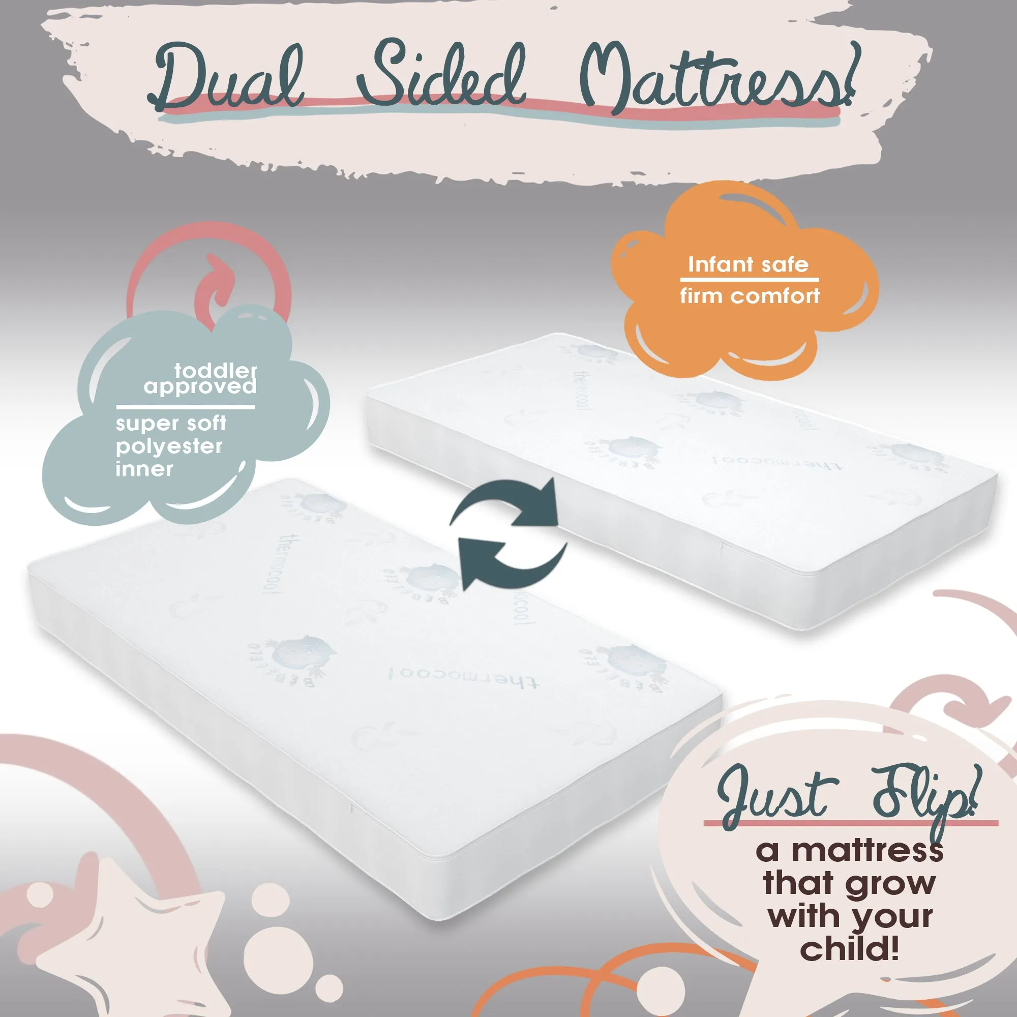 Boobeyeh thermo cool baby crib mattress - cooling, breathable, for infants