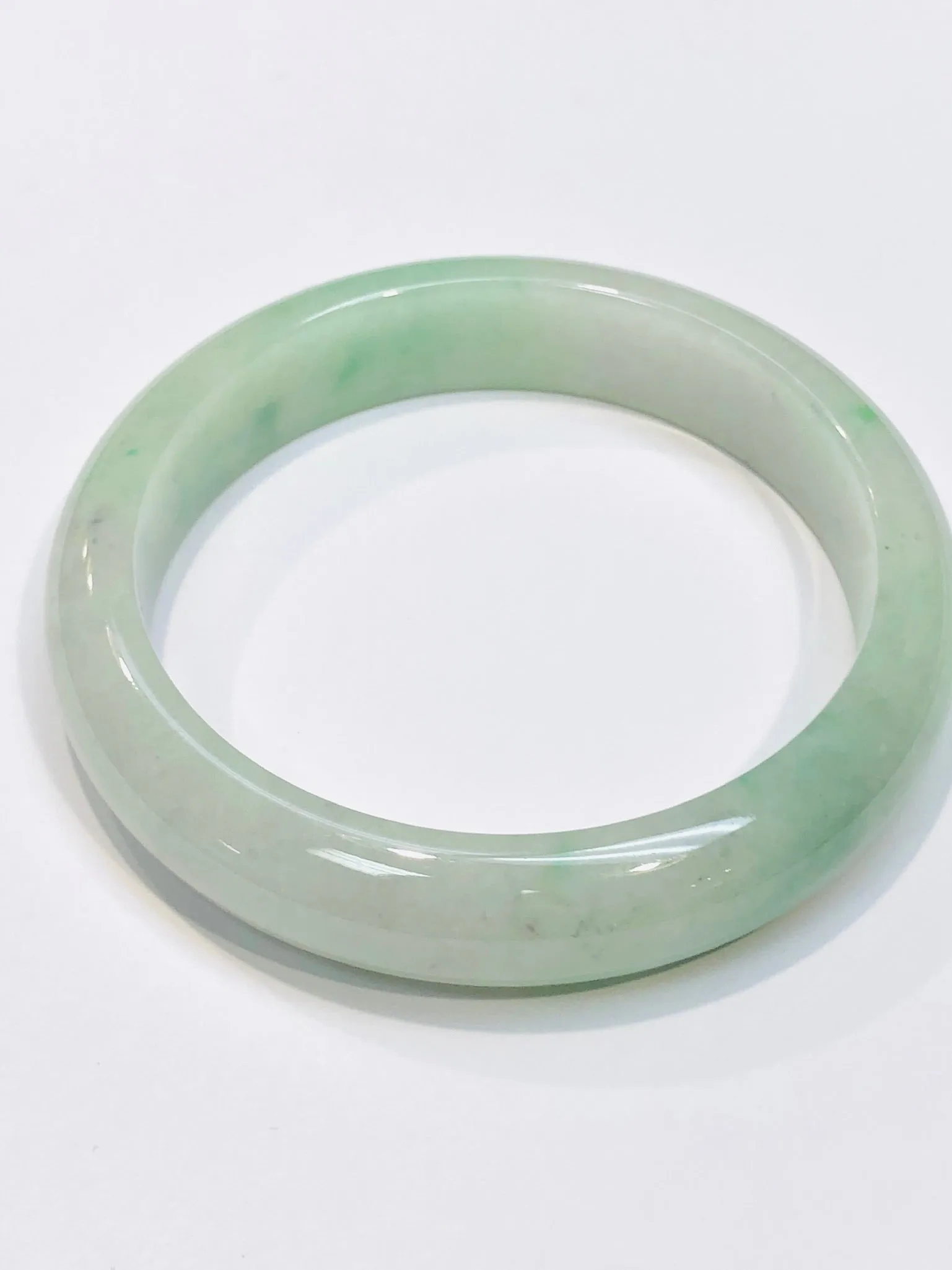 Burmese Icy Apple Green Jadeite Comfort Fit Bangle
