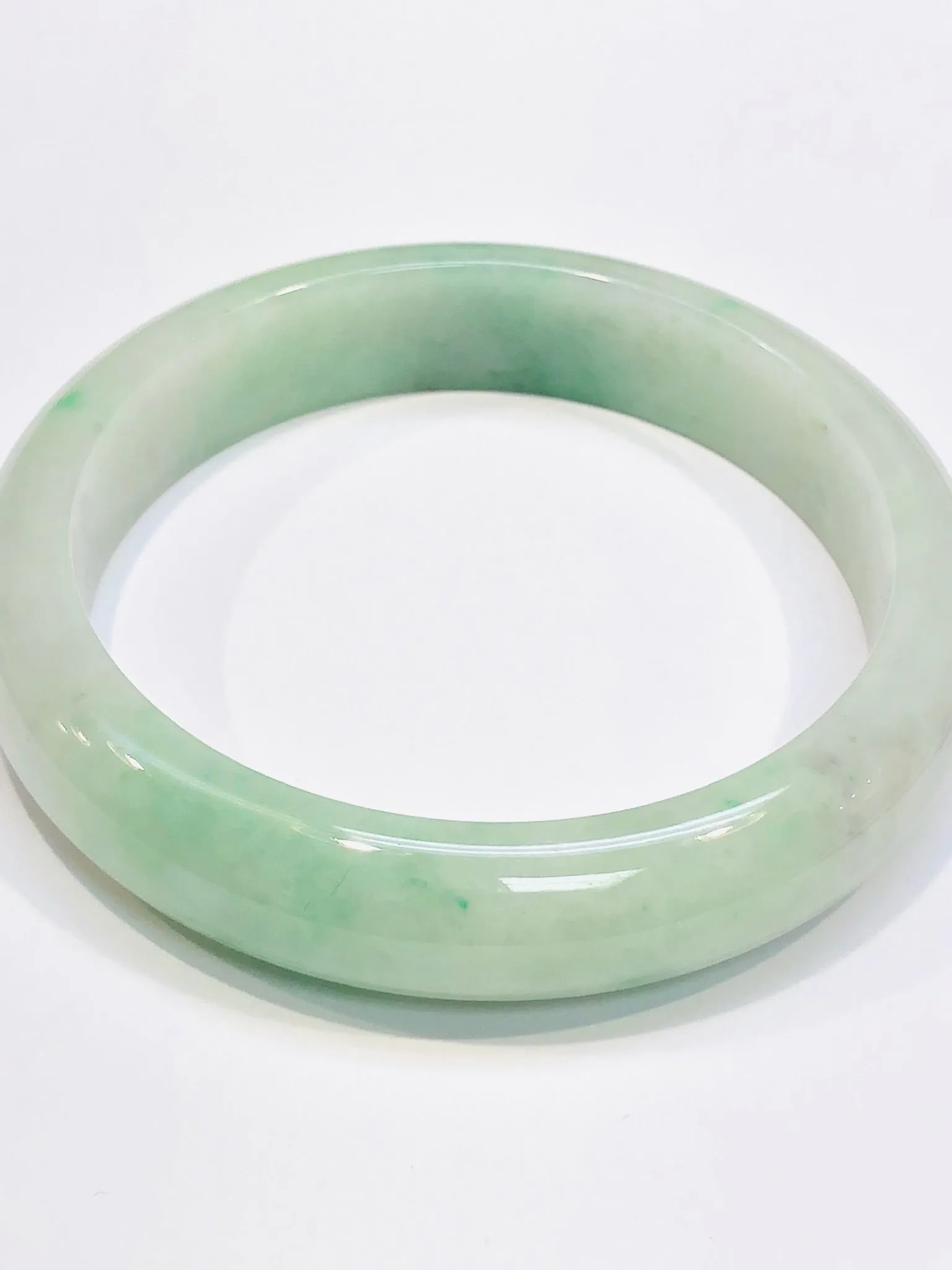 Burmese Icy Apple Green Jadeite Comfort Fit Bangle