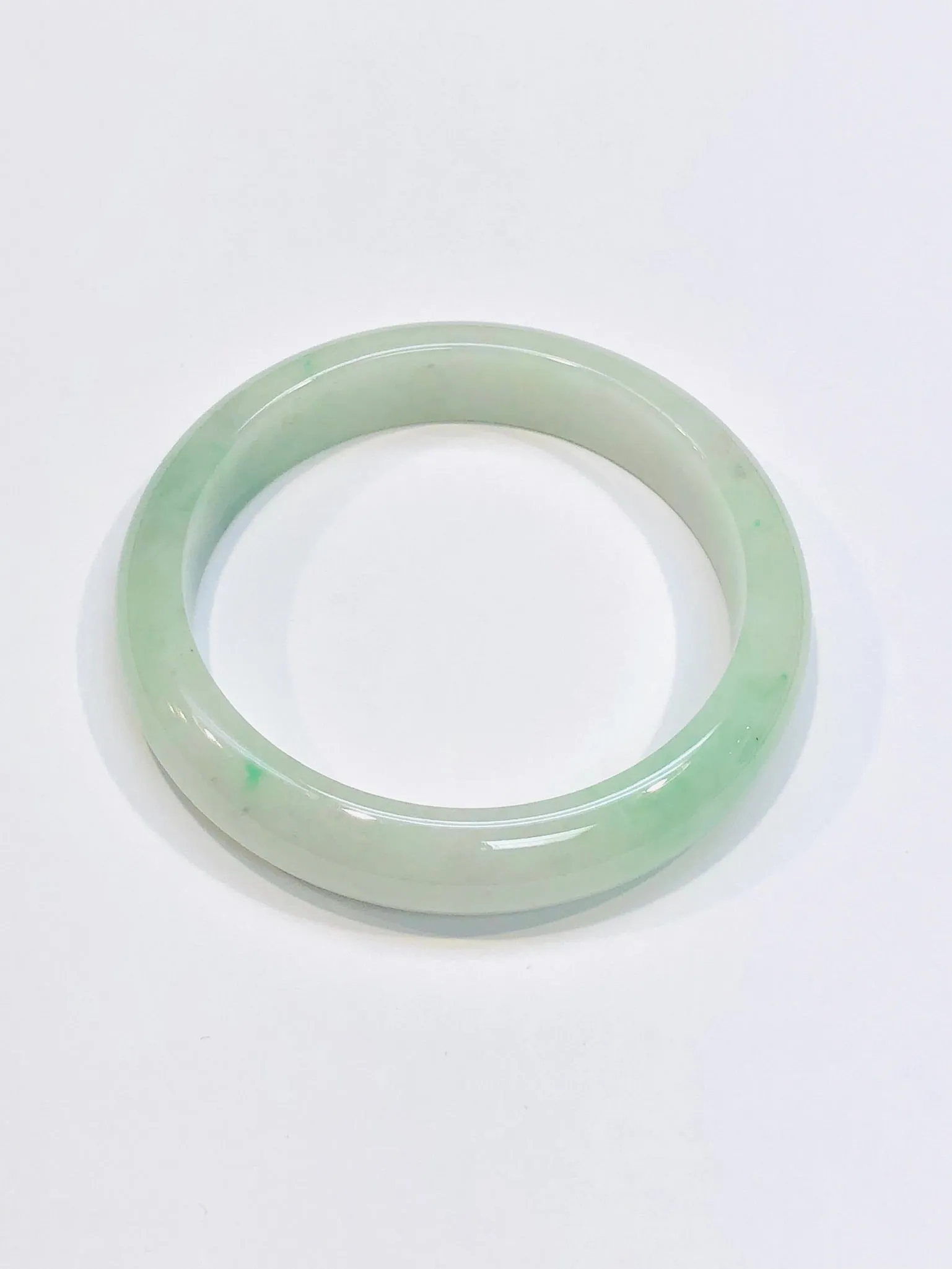 Burmese Icy Apple Green Jadeite Comfort Fit Bangle