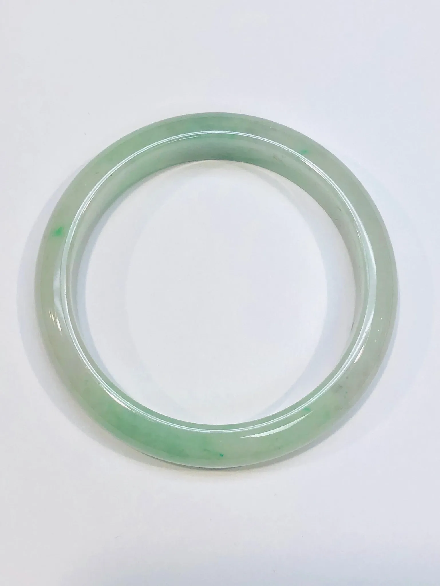 Burmese Icy Apple Green Jadeite Comfort Fit Bangle