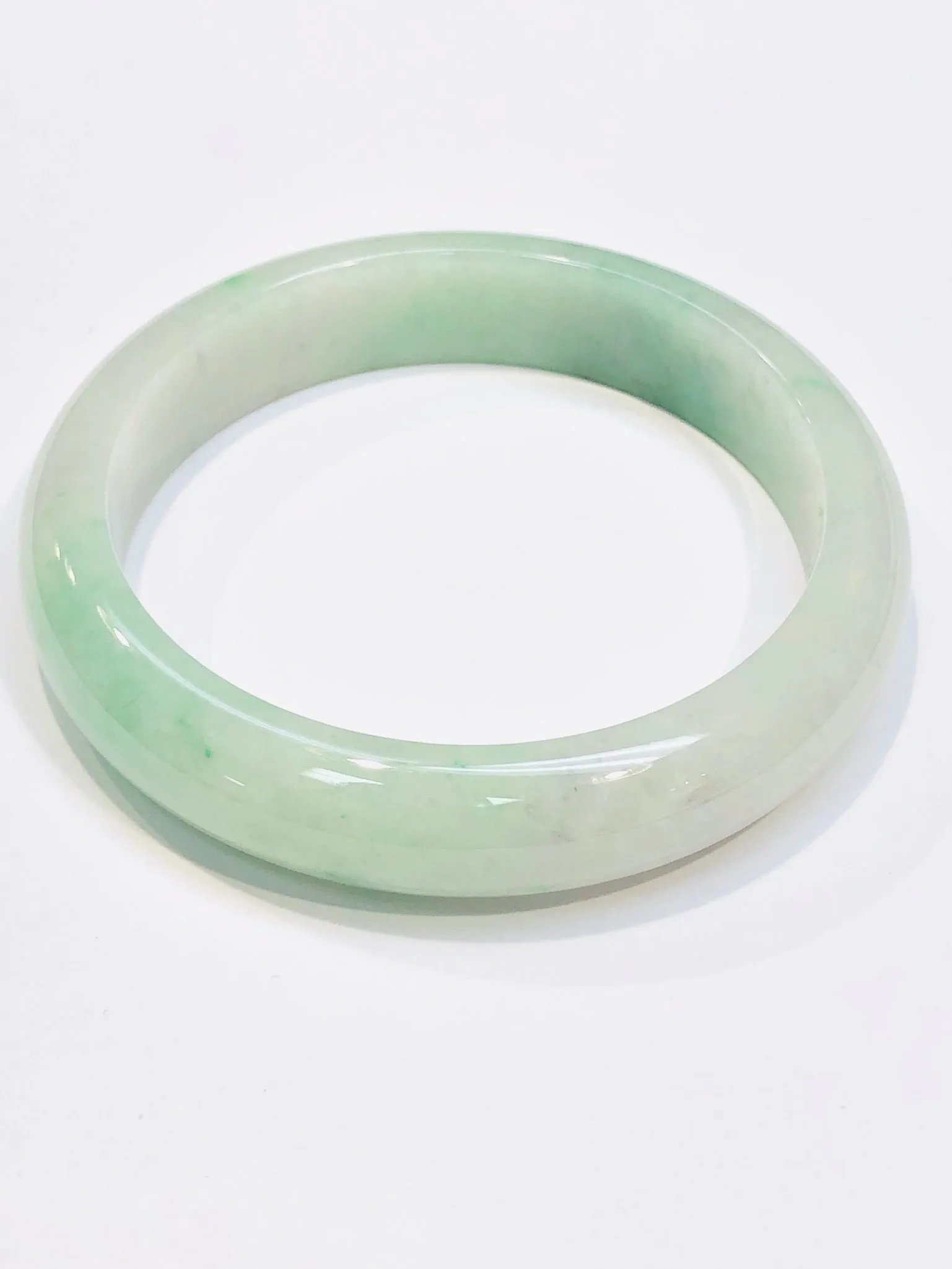 Burmese Icy Apple Green Jadeite Comfort Fit Bangle