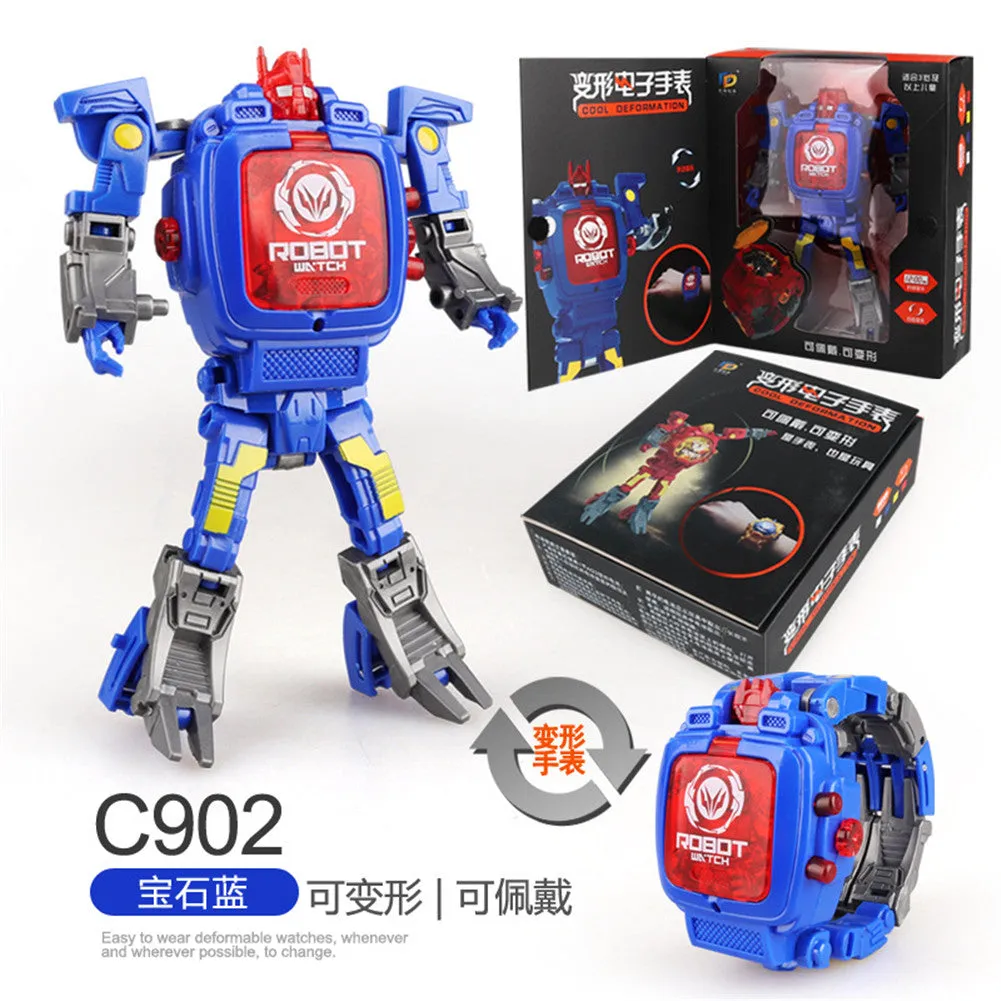 Cartoon Watch Toy Deformation Robot Electronic with Project Children's Toys Yellow belt projection