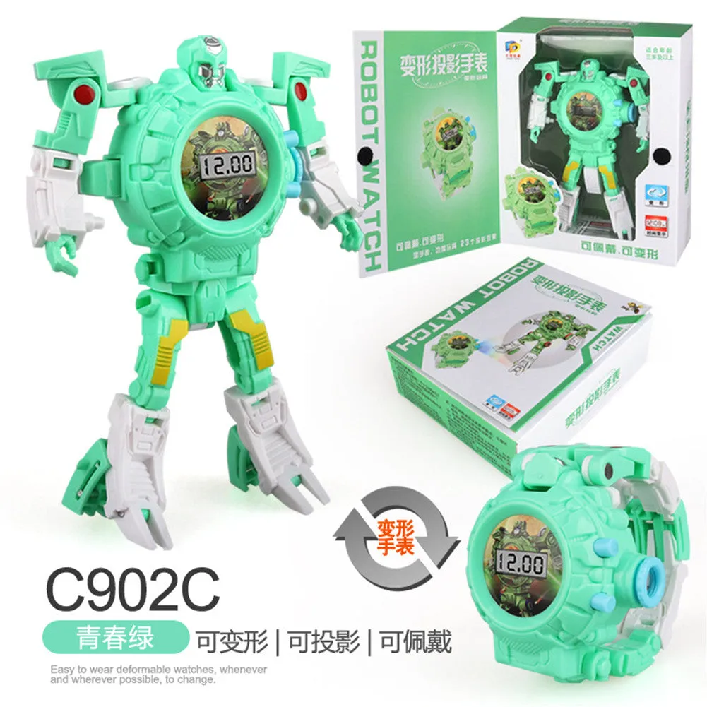 Cartoon Watch Toy Deformation Robot Electronic with Project Children's Toys Yellow belt projection