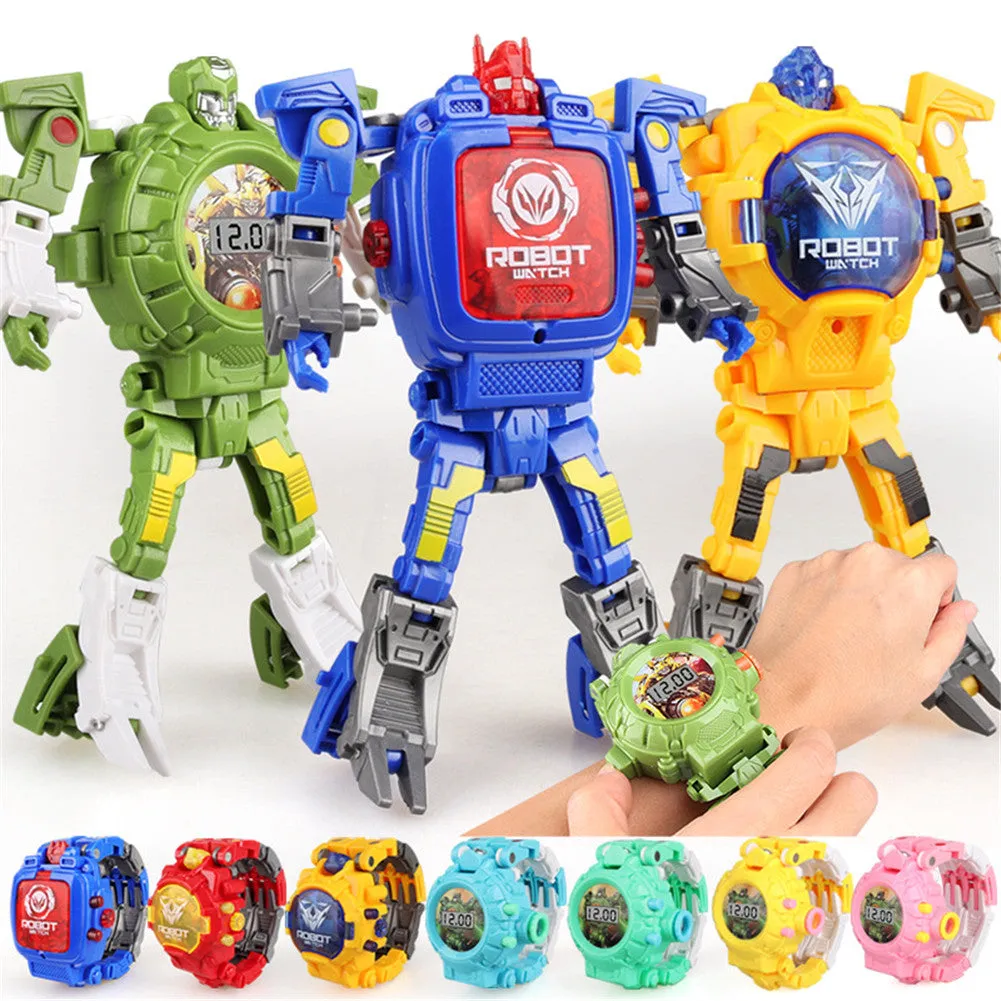 Cartoon Watch Toy Deformation Robot Electronic with Project Children's Toys Yellow belt projection
