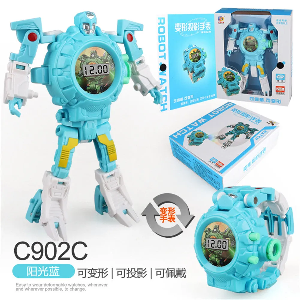 Cartoon Watch Toy Deformation Robot Electronic with Project Children's Toys Yellow belt projection