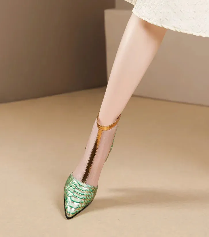 Chic Mesh Ankle Boots with Chunky Heels