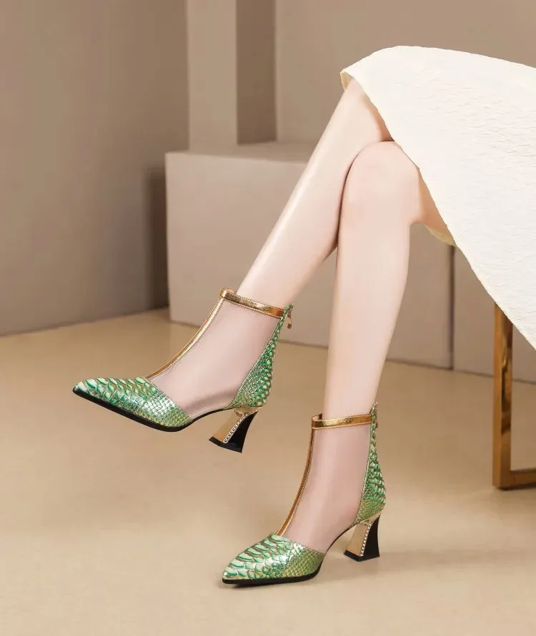 Chic Mesh Ankle Boots with Chunky Heels
