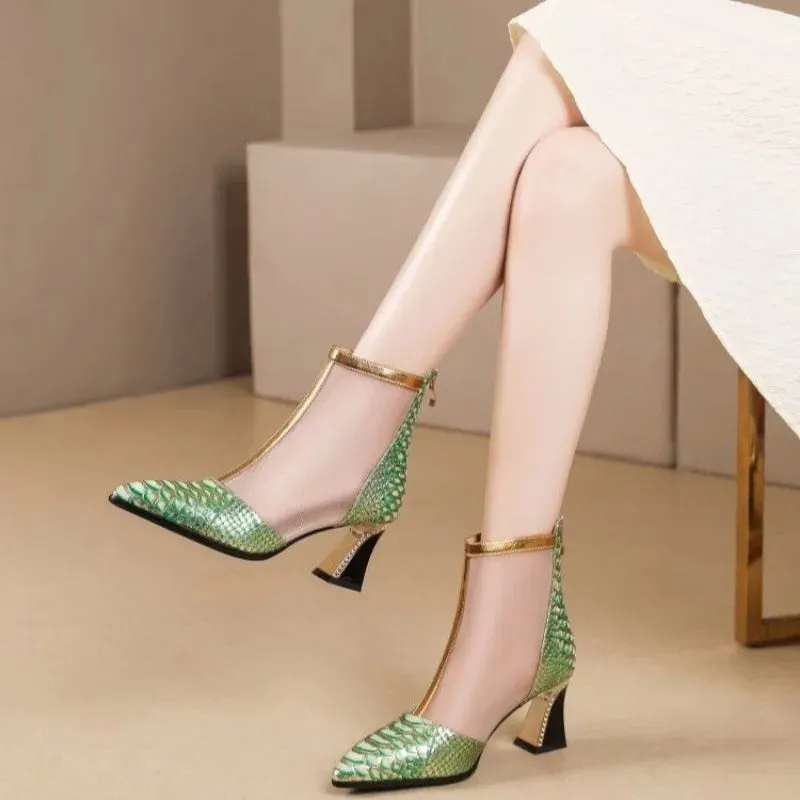 Chic Mesh Ankle Boots with Chunky Heels