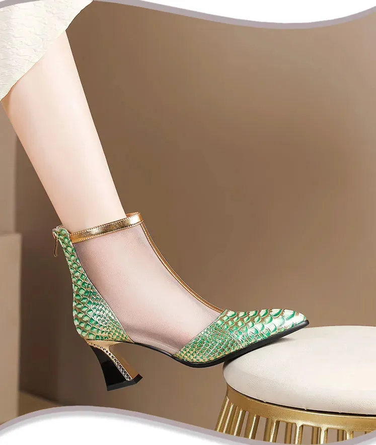 Chic Mesh Ankle Boots with Chunky Heels