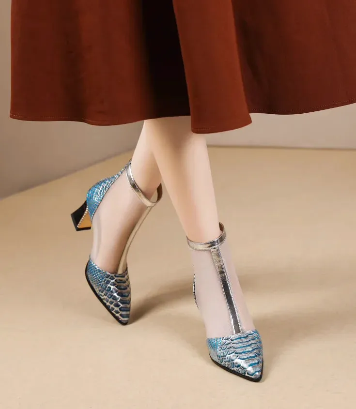 Chic Mesh Ankle Boots with Chunky Heels