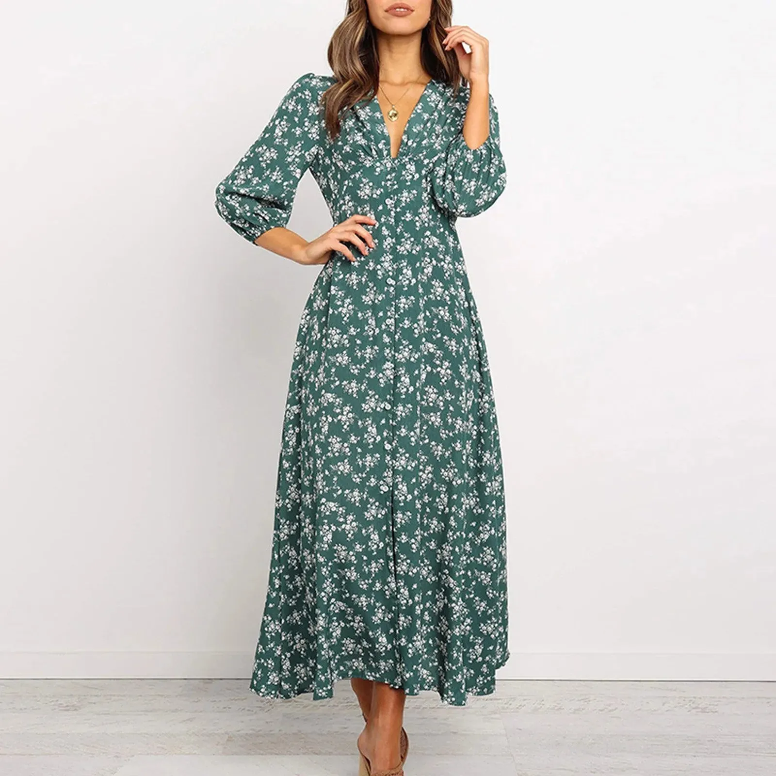 Chloe – Button Front Floral Midi Dress