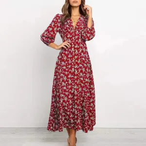 Chloe – Button Front Floral Midi Dress