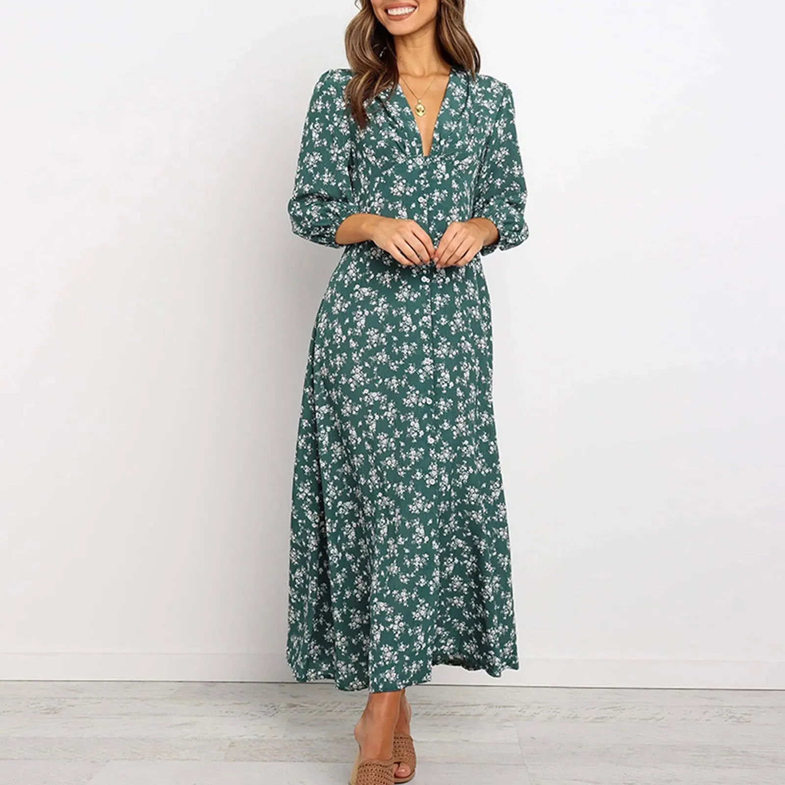 Chloe – Button Front Floral Midi Dress