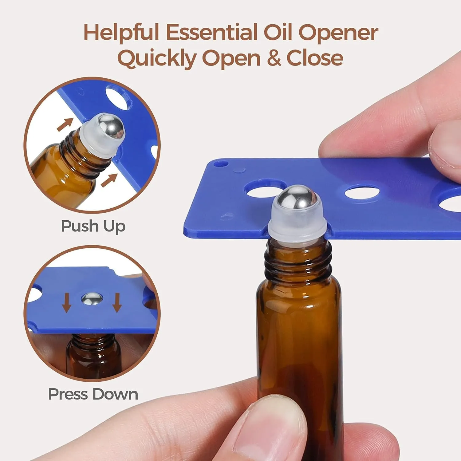 ComSaf 24 Pcs Roller Bottles for Essential Oils 10ml, Update Triple-Lock Seal Roll on Bottles Amber Perfume Glass Roller Balls for Essential Oils with Full Accessories