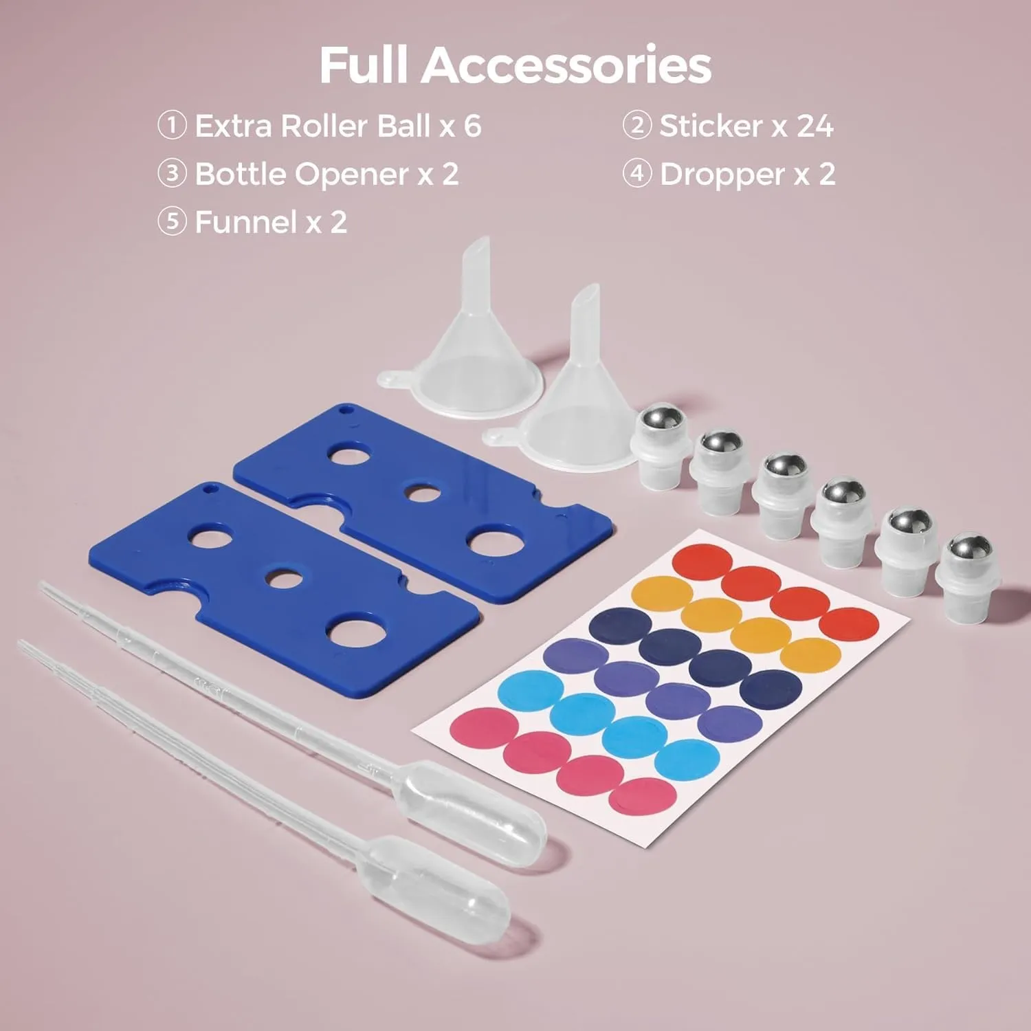 ComSaf 24 Pcs Roller Bottles for Essential Oils 10ml, Update Triple-Lock Seal Roll on Bottles Amber Perfume Glass Roller Balls for Essential Oils with Full Accessories