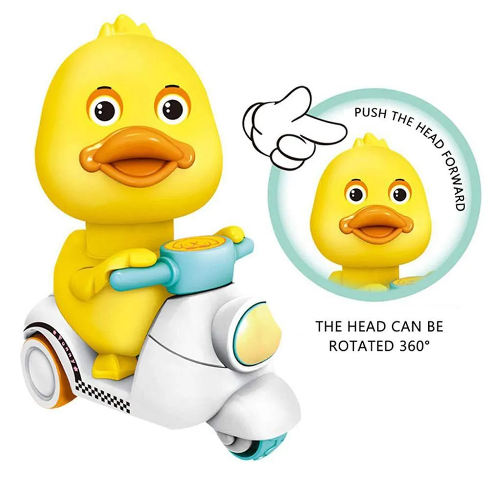 Cute Cartoon Pull Back Pressing Small Yellow Duck Motor Tricycle Toy for Kids Pink little yellow duck