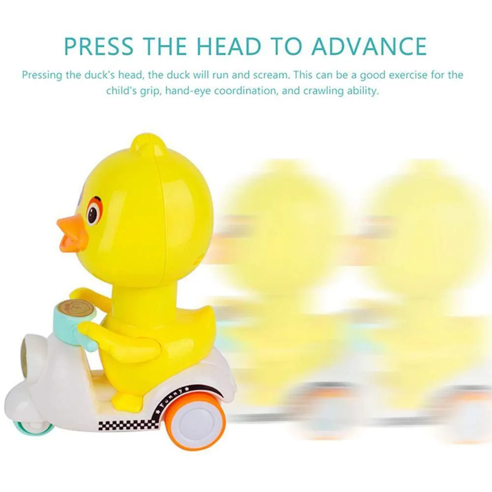 Cute Cartoon Pull Back Pressing Small Yellow Duck Motor Tricycle Toy for Kids Pink little yellow duck