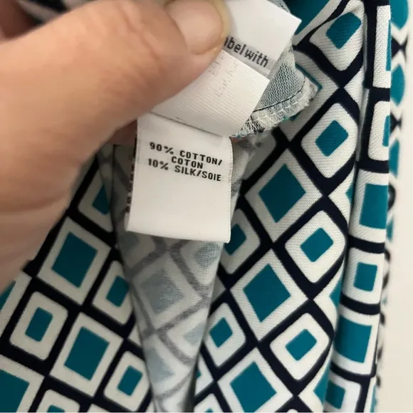 Diane von Furstenberg Diamond Print Sheath Dress Green White Black Cotton Silk 2