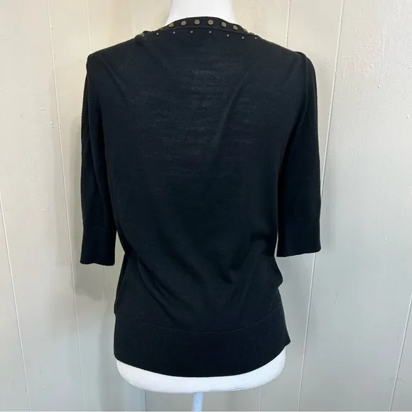 DKNY NWOT Lightweight Office Black 100% Silk Button Down Cardigan Size Large.