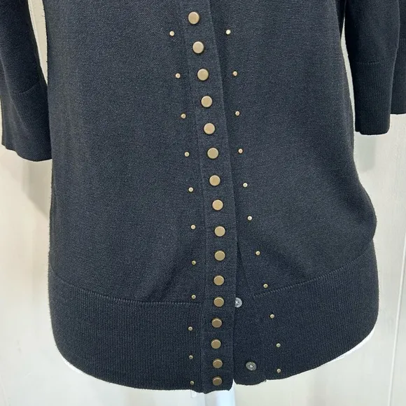 DKNY NWOT Lightweight Office Black 100% Silk Button Down Cardigan Size Large.