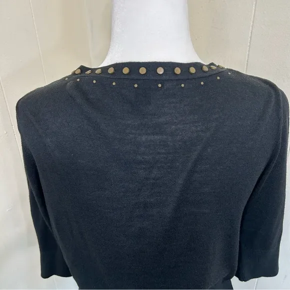 DKNY NWOT Lightweight Office Black 100% Silk Button Down Cardigan Size Large.