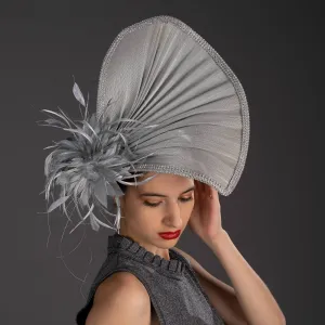 Flying Buntal Fan Lavish With Rhinestone Headband: Silver