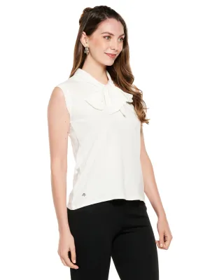 Front Tie Cotton Slub Top (Off White)
