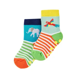 Frugi 2 Pack Grippy Socks Ky3ge Toucan Ele