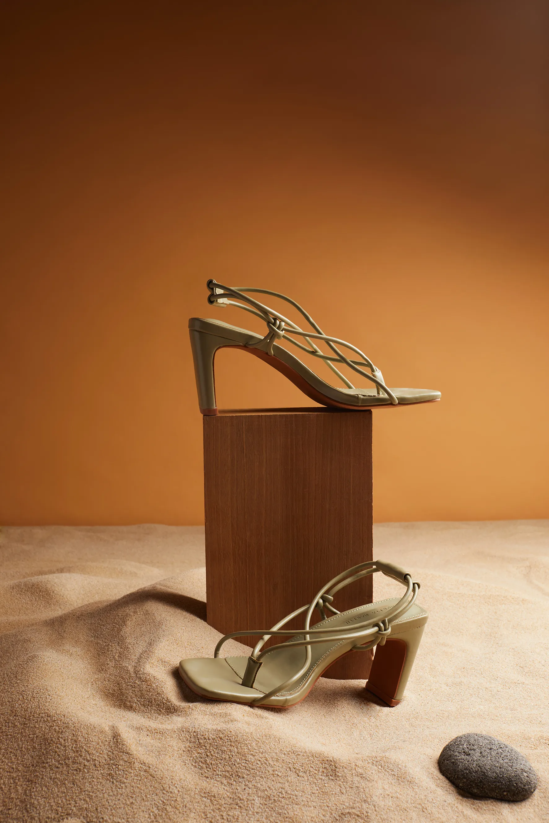 Heidi Strappy Heels (Dark Sea Green)