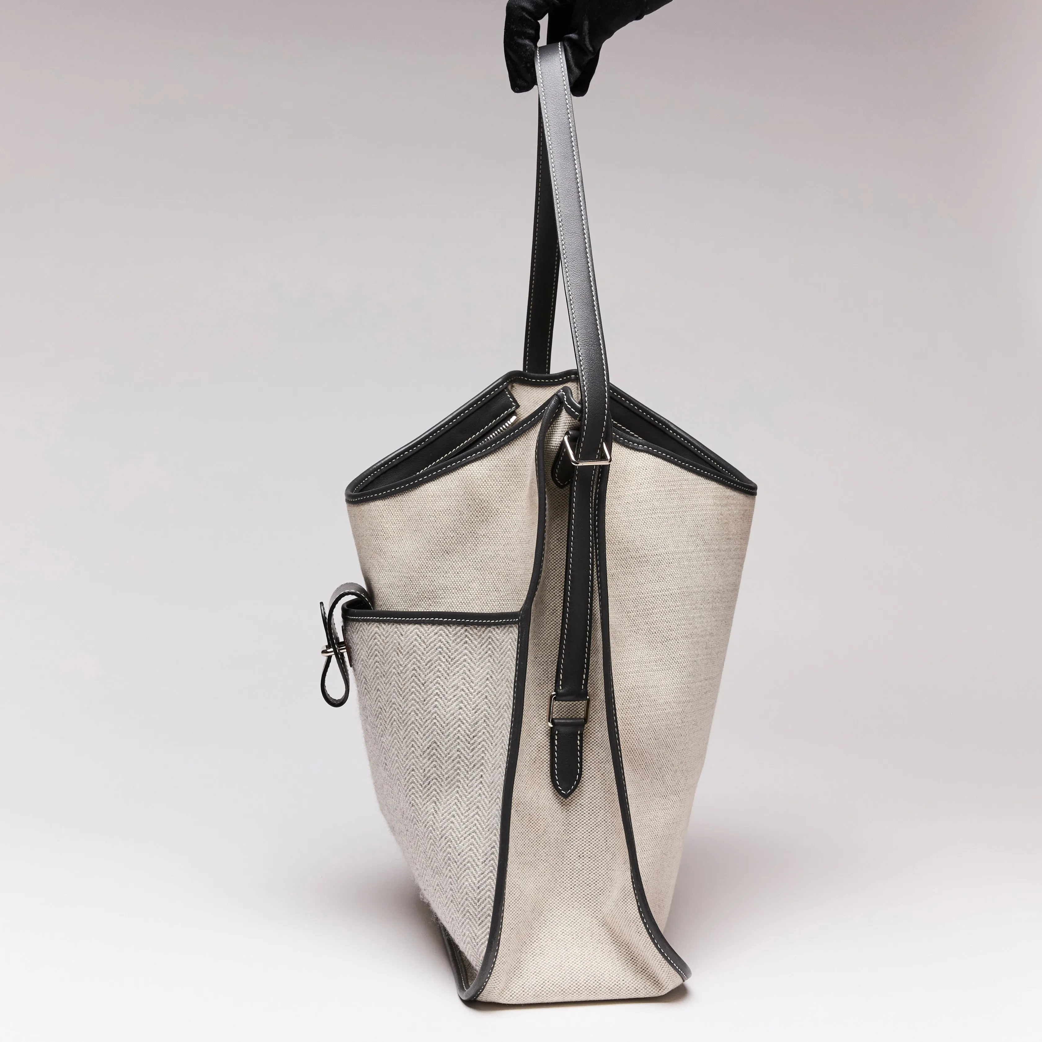 Hermes Toile Wool Chevron Jumping GMn with Buckle Detail Grey