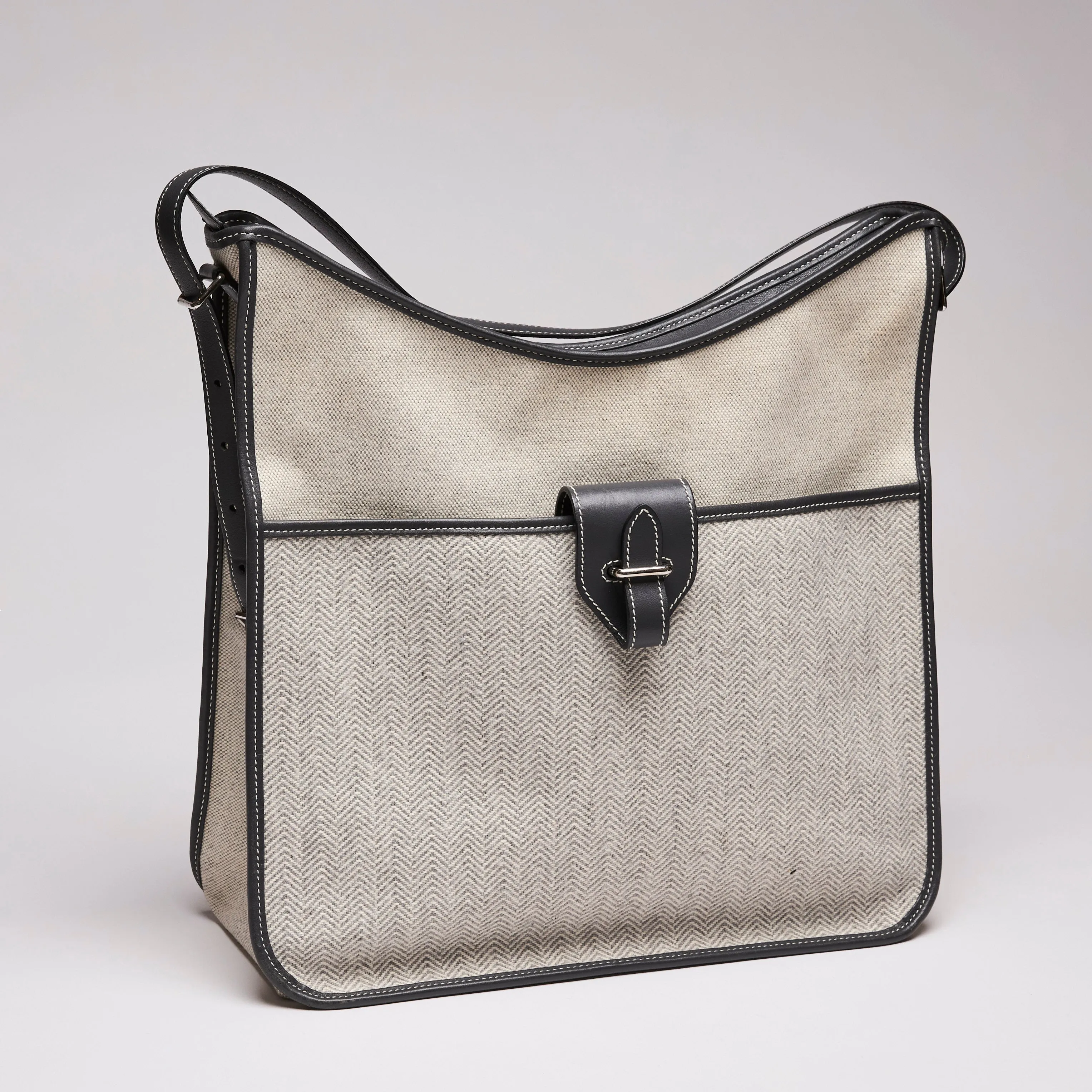 Hermes Toile Wool Chevron Jumping GMn with Buckle Detail Grey