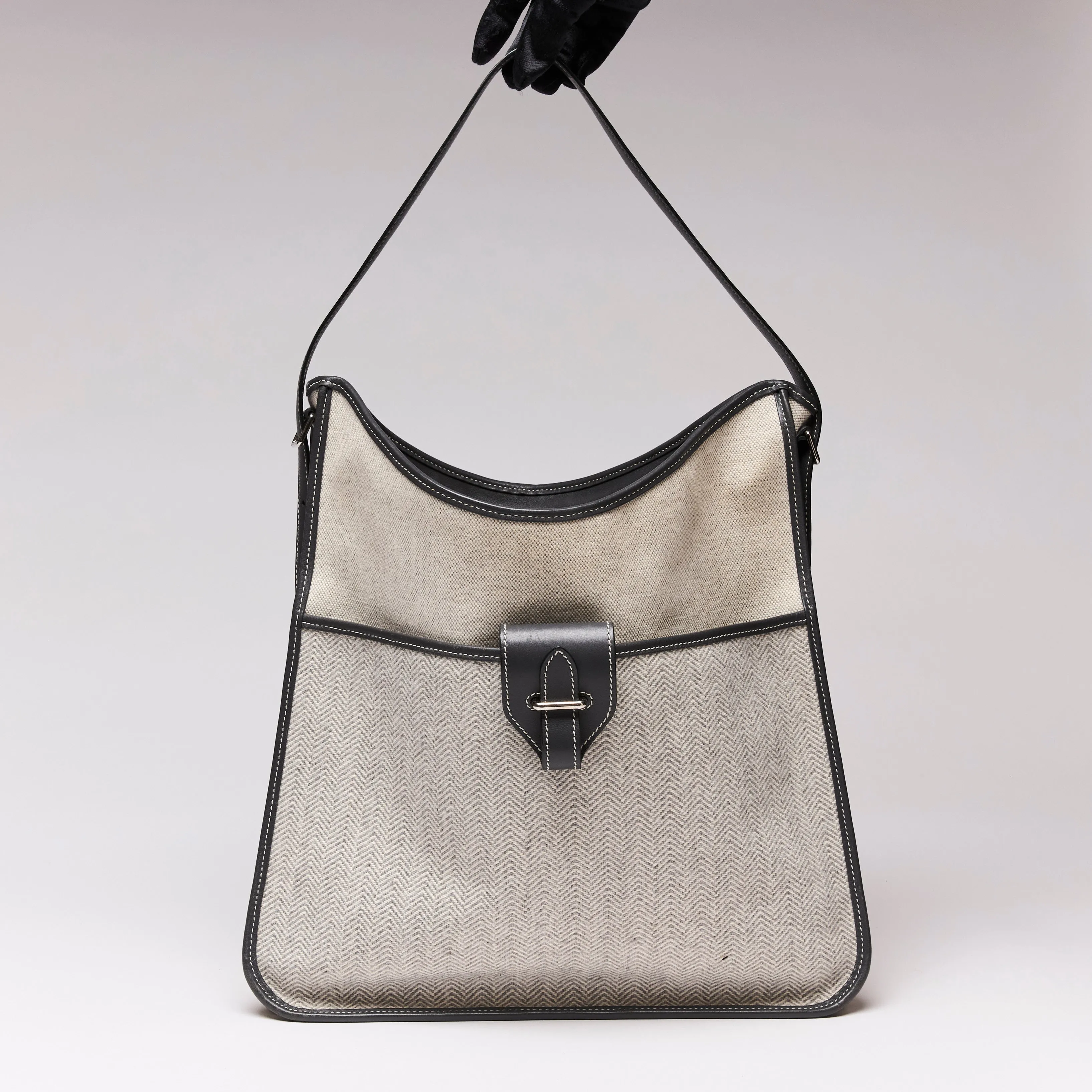 Hermes Toile Wool Chevron Jumping GMn with Buckle Detail Grey
