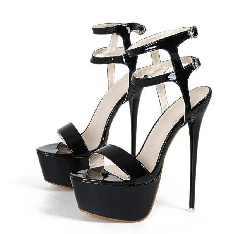 High Heels Platform Sandals For Women Fashion Double Buckle Strap Open Toe Wedding Banquet Shoes